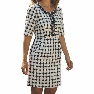 C2 STUDIO Black & White Circle Pattern Dress with Gemstones - Size Small